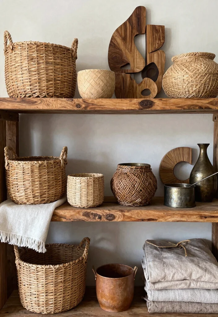21 Beautiful Wall Shelf Display Ideas for a Rustic Farmhouse Vibe 18. Textural Displays