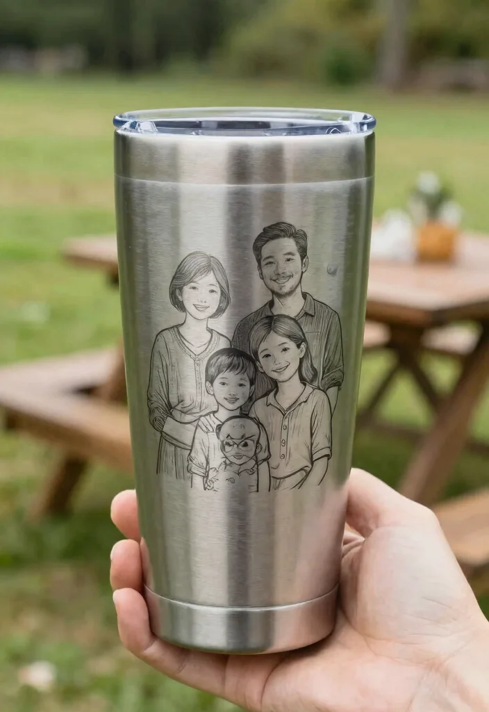 7 Best Fathers Day Tumbler Ideas for Dad 1. Engraved Family Portrait Tumblers 0