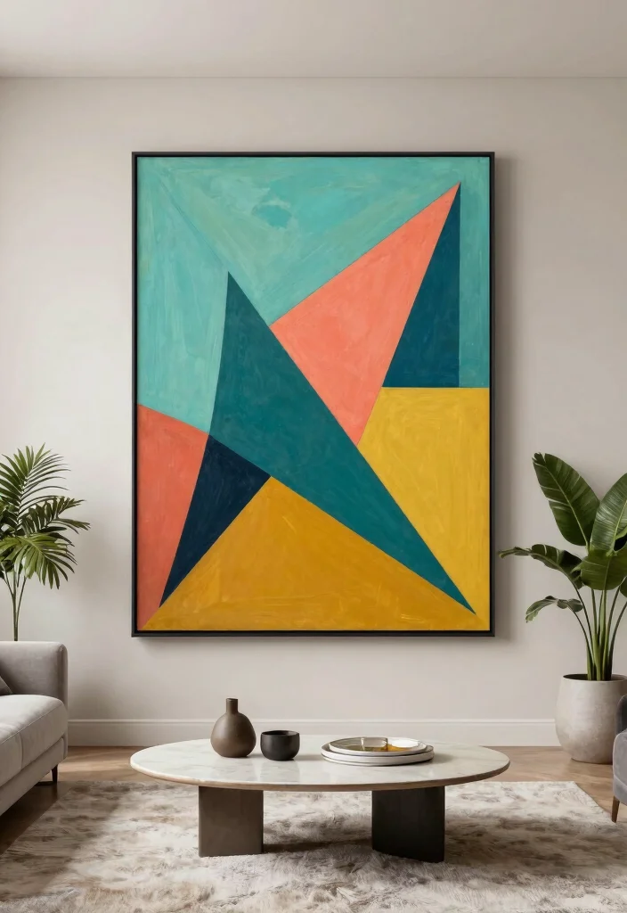 7 Chic Wall Art Living Room Painting Ideas DIY 2. Geometric Patterns for a Modern Touch 0