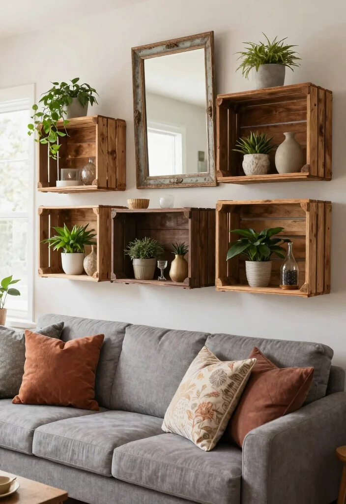 7 Chic Wall Art Living Room Painting Ideas DIY 5. Upcycled Vintage Finds for Artistic Flair 0