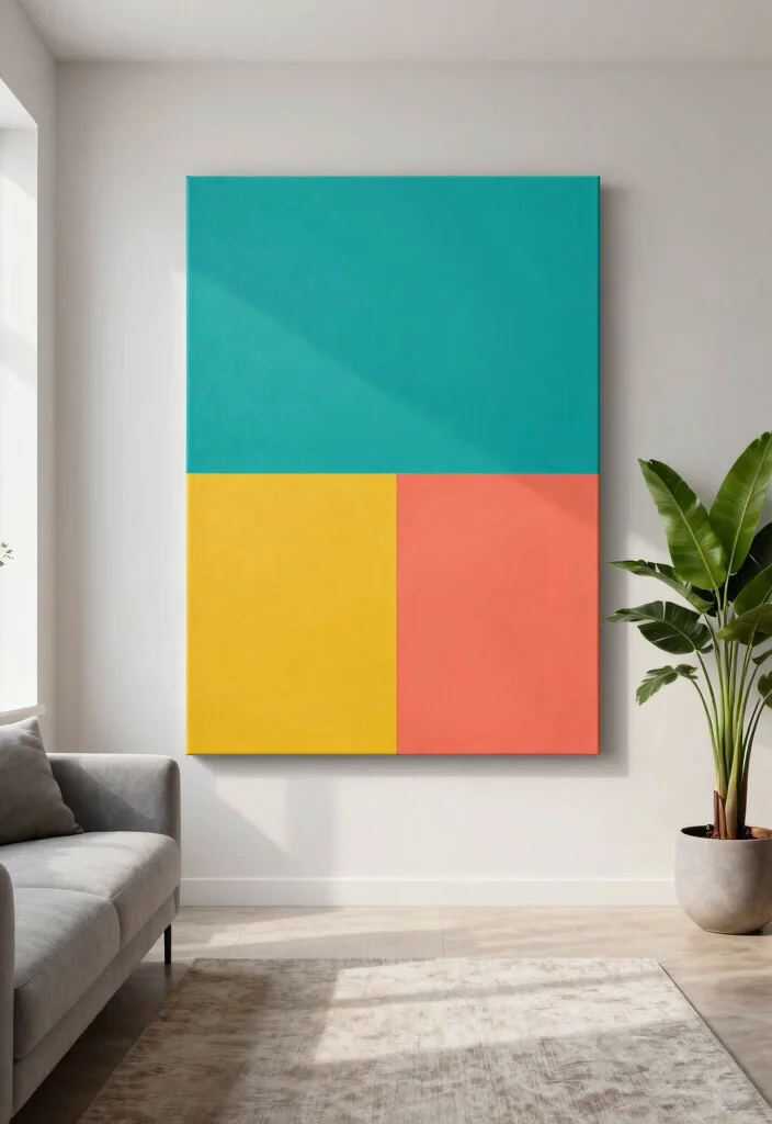 7 Chic Wall Art Living Room Painting Ideas DIY 7. Bold Color Blocking 0