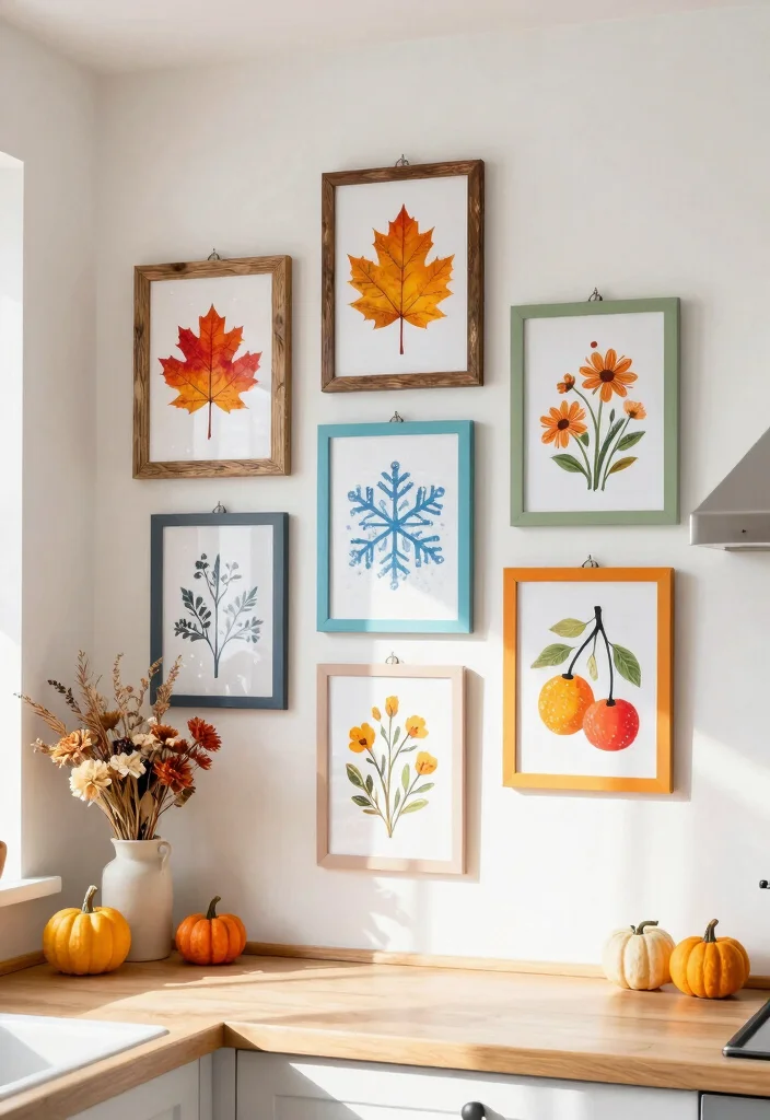7 Cute Kitchen Frames Ideas Wall Art Displays 5. Seasonal Kitchen Art Display 0