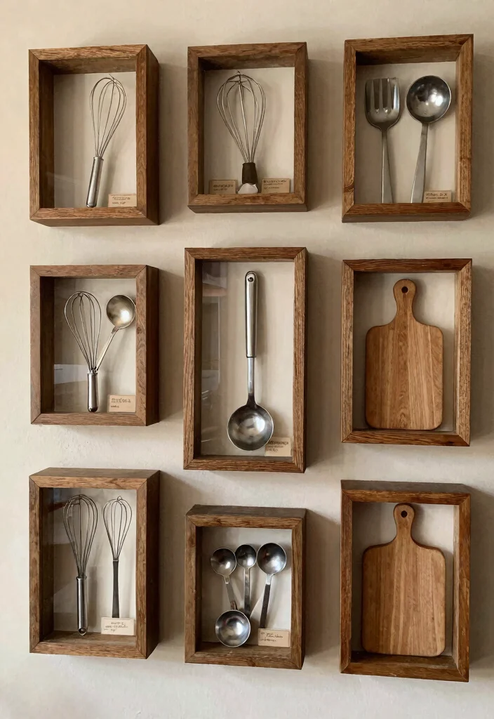 7 Cute Kitchen Frames Ideas Wall Art Displays 6. Vintage Kitchen Utensil Frames 0