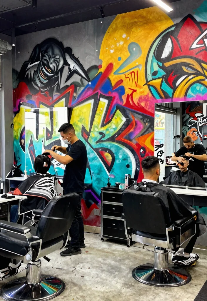 7 Edgy Barber Shop Decor Ideas Wall Art 2. Edgy Graffiti Art 0