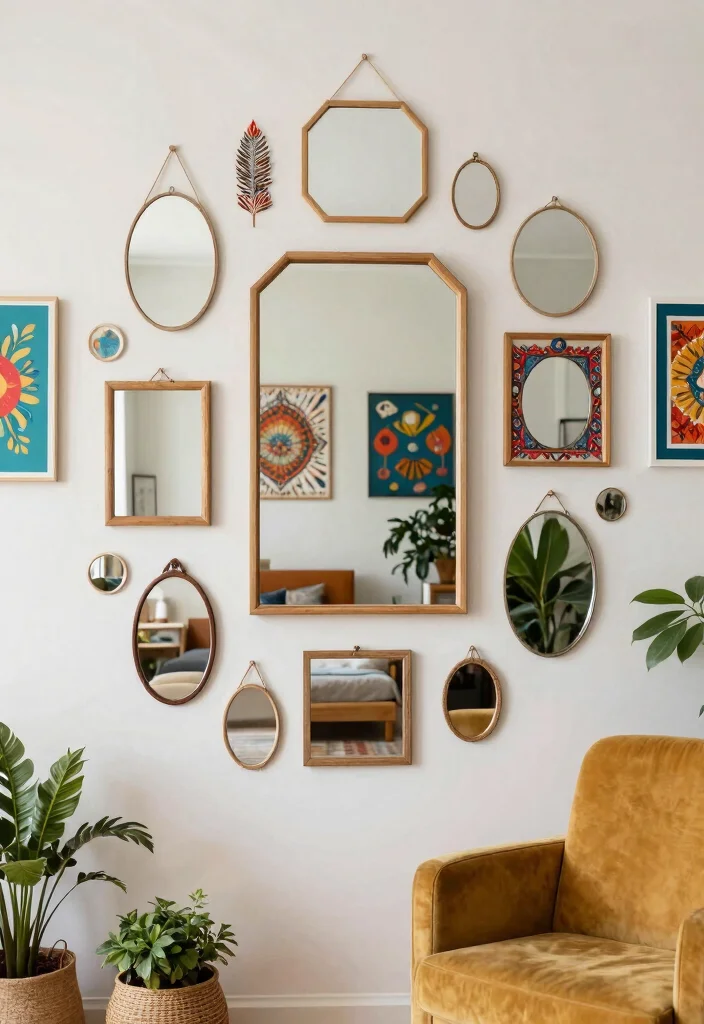 7 Genius Dollar Tree Mirror Ideas Wall Art Hacks 3. Layered Mirror Collage 0