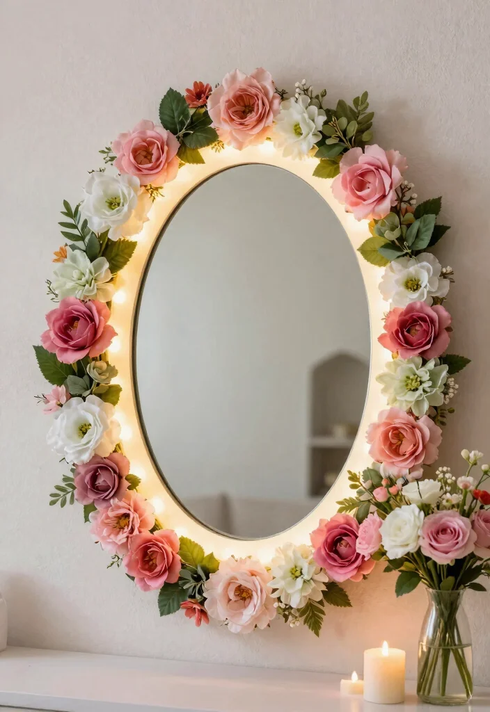 7 Genius Dollar Tree Mirror Ideas Wall Art Hacks 4. Floral Frame Mirror 0