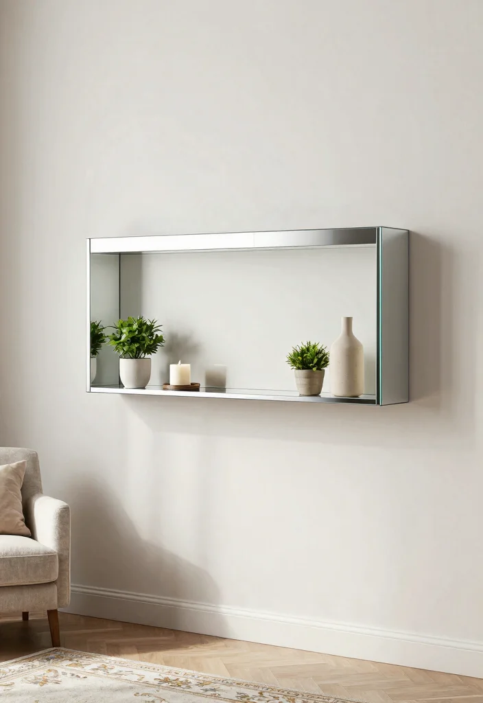 7 Genius Dollar Tree Mirror Ideas Wall Art Hacks 7. Floating Mirror Shelf 0