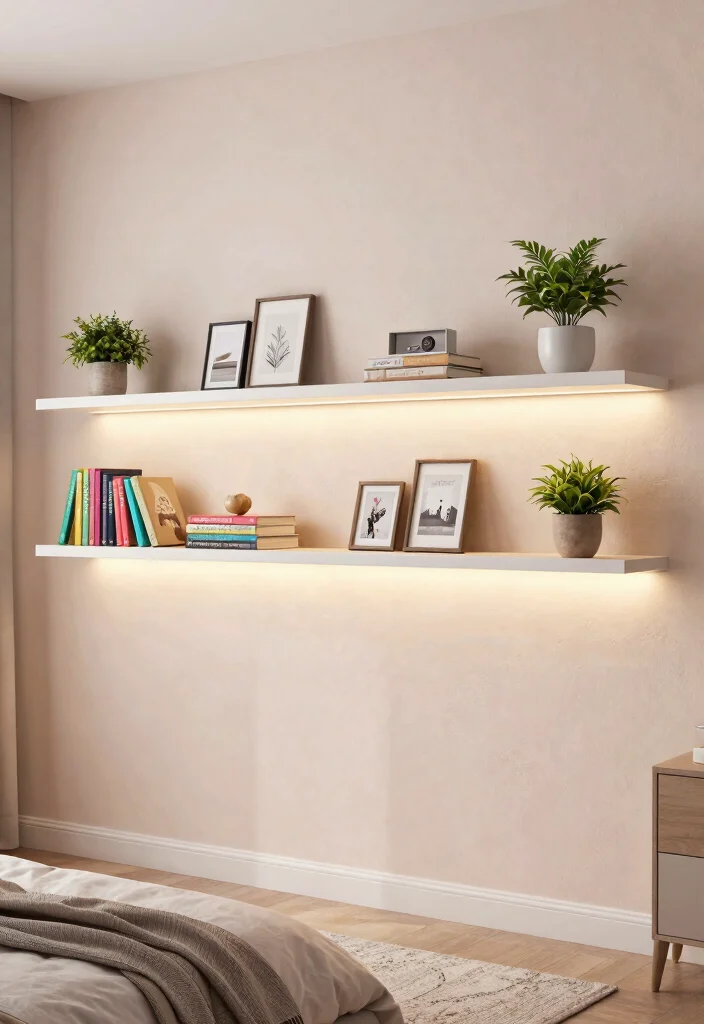7 Genius Shelf Along Top of Wall Bedroom Hacks 1. Go for Floating Shelves 0