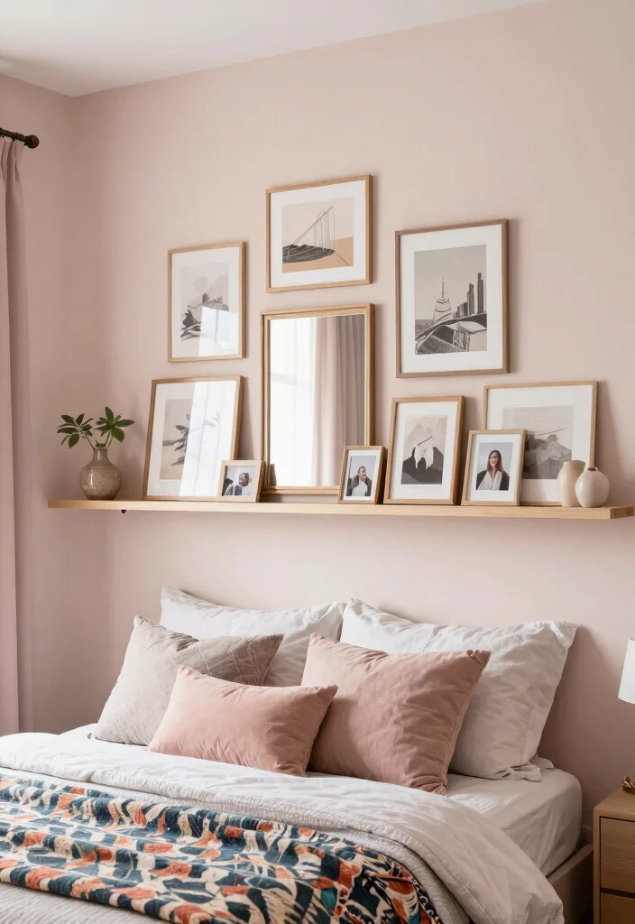 7 Genius Shelf Along Top of Wall Bedroom Hacks 2. Create a Gallery Wall Effect 0