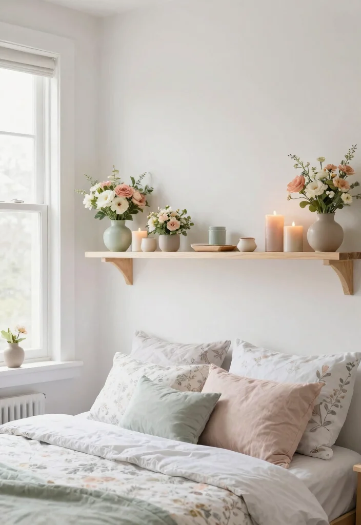 7 Genius Shelf Along Top of Wall Bedroom Hacks 7. Switch Up with Seasonal Decor 0