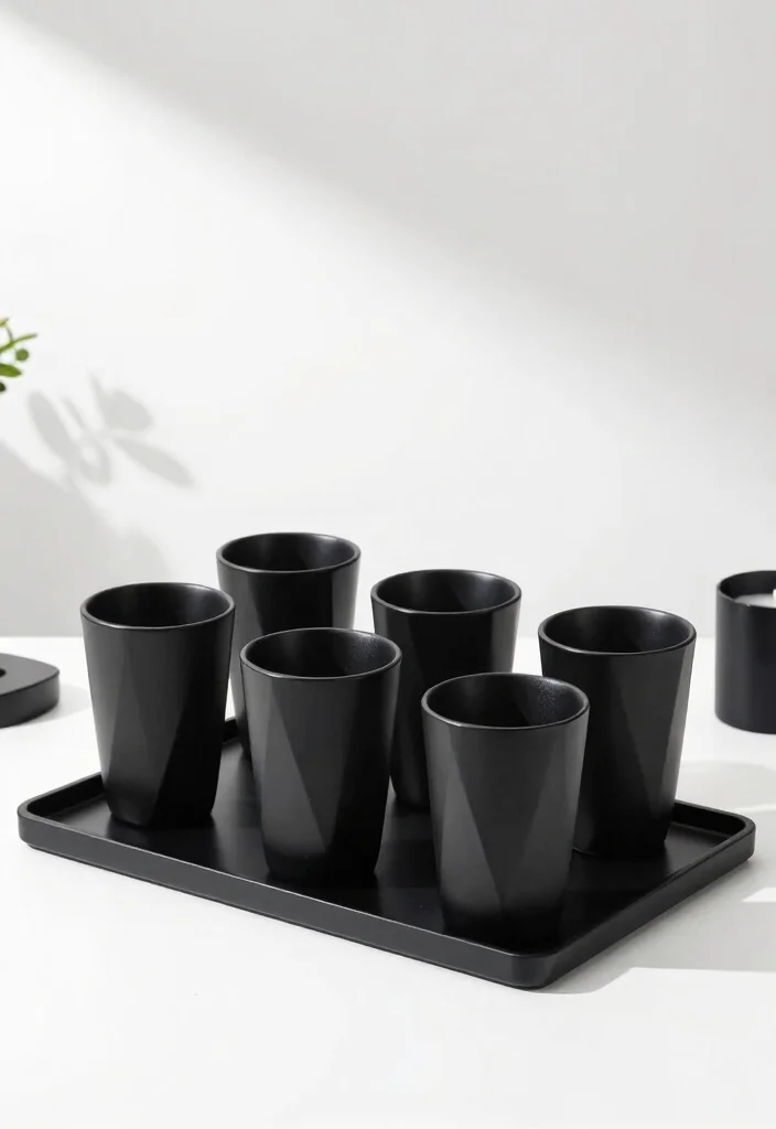 7 Sleek Black Tumbler Ideas for a Minimalist Look 6. Minimalist Black Tumblers with Geometric Shapes 0