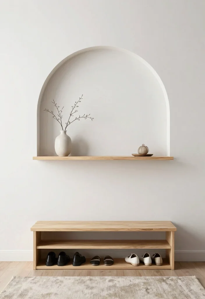 7 Smart Half Wall Shelf Ideas for Entryways 4. Minimalist Elegance 0