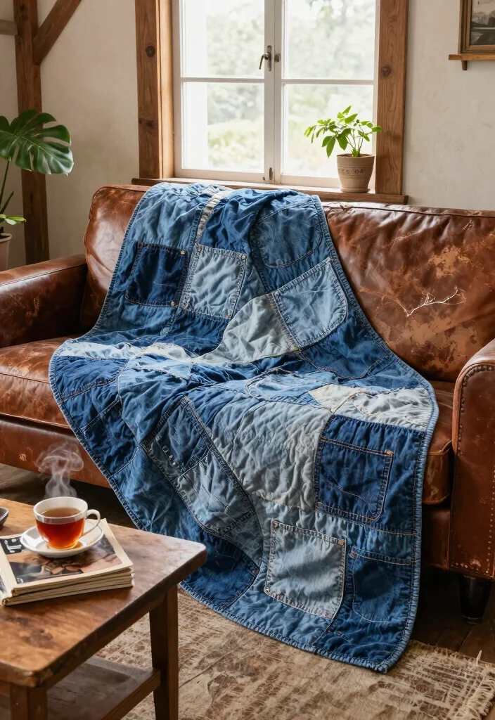 7 Unique Tumbler Quilt Concepts for Eco Friendly Home Decor 2. Recycled Denim Tumbler Quilts 0