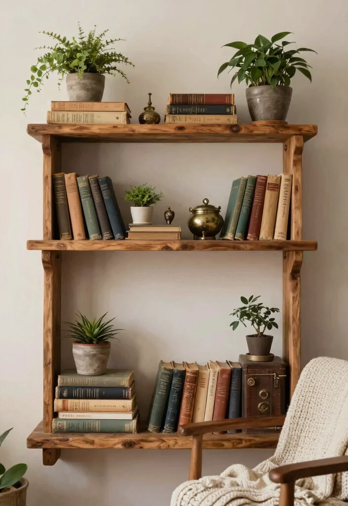 21 Beautiful Wall Shelf Display Ideas for a Rustic Farmhouse Vibe 1. Vintage Book Display