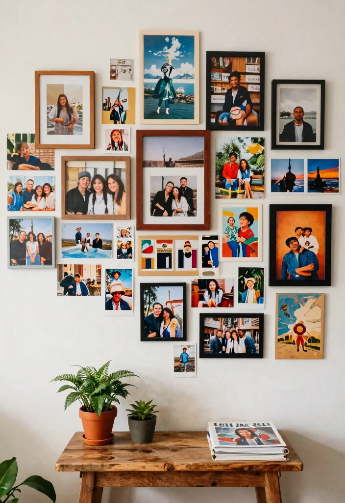 9 Beautiful Picture and Shelf Wall Ideas Gallery Mix 6. Colorful Collage of Memories 0