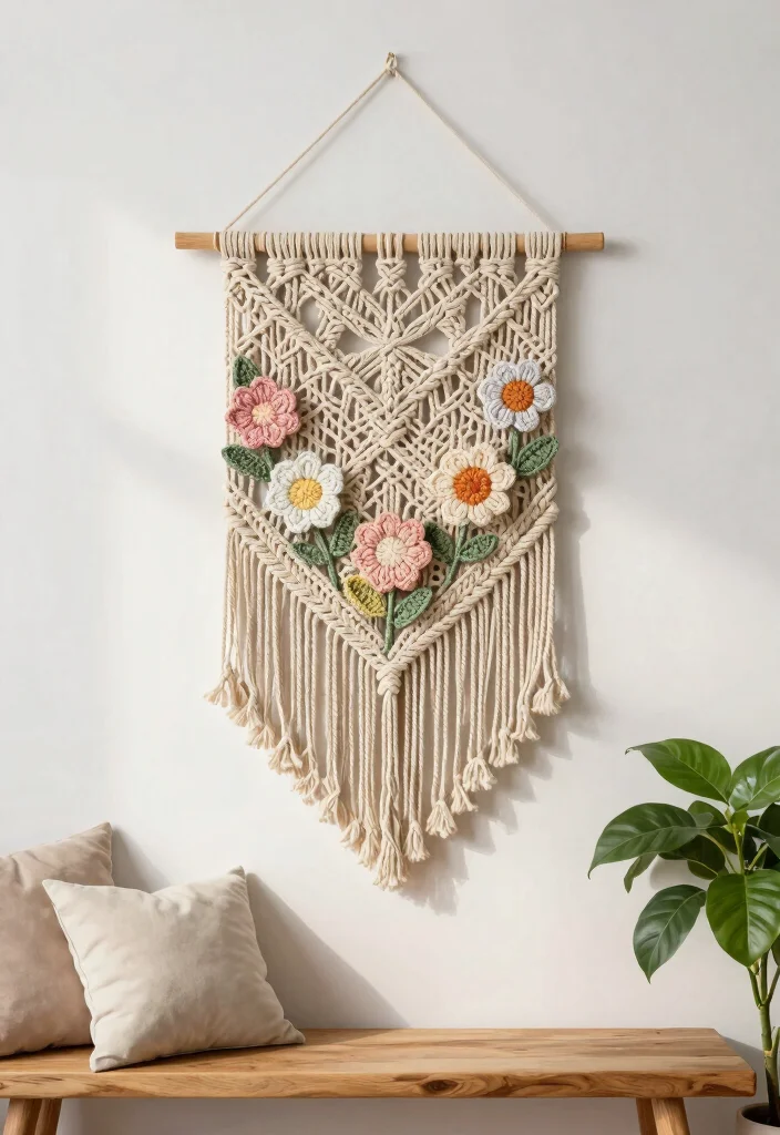 9 Boho Crochet Decoration Ideas Wall Art Handmade 1. Macrame and Crochet Combo 0