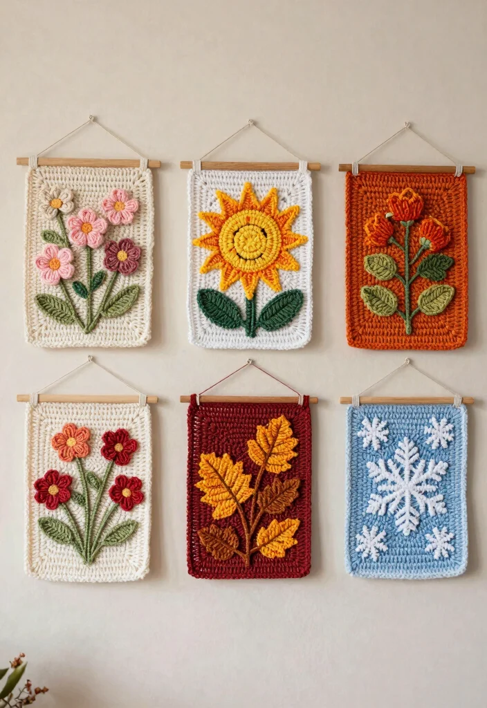 9 Boho Crochet Decoration Ideas Wall Art Handmade 6. Seasonal Crochet Arrangements 0