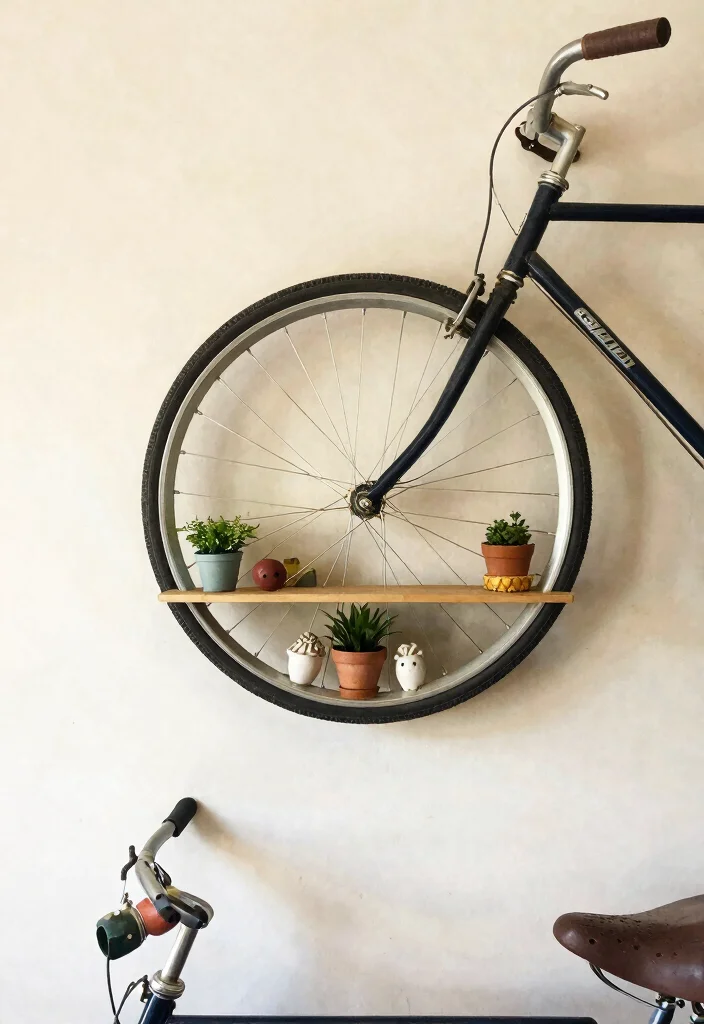9 Charming Vintage Wall Shelf Ideas Thrifted Finds 7. Vintage Bicycle Part Shelves 0
