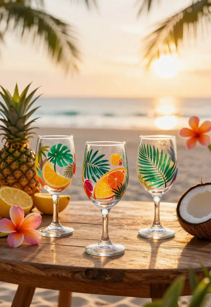 9 Chic Wine Tumbler Ideas for Girls Night Out 3. Tropical Vibes 0