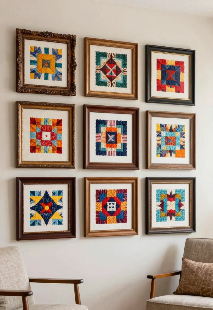 9 Clever Framed Fabric Wall Art Ideas Save Money 3. Colorful Quilt Squares 0