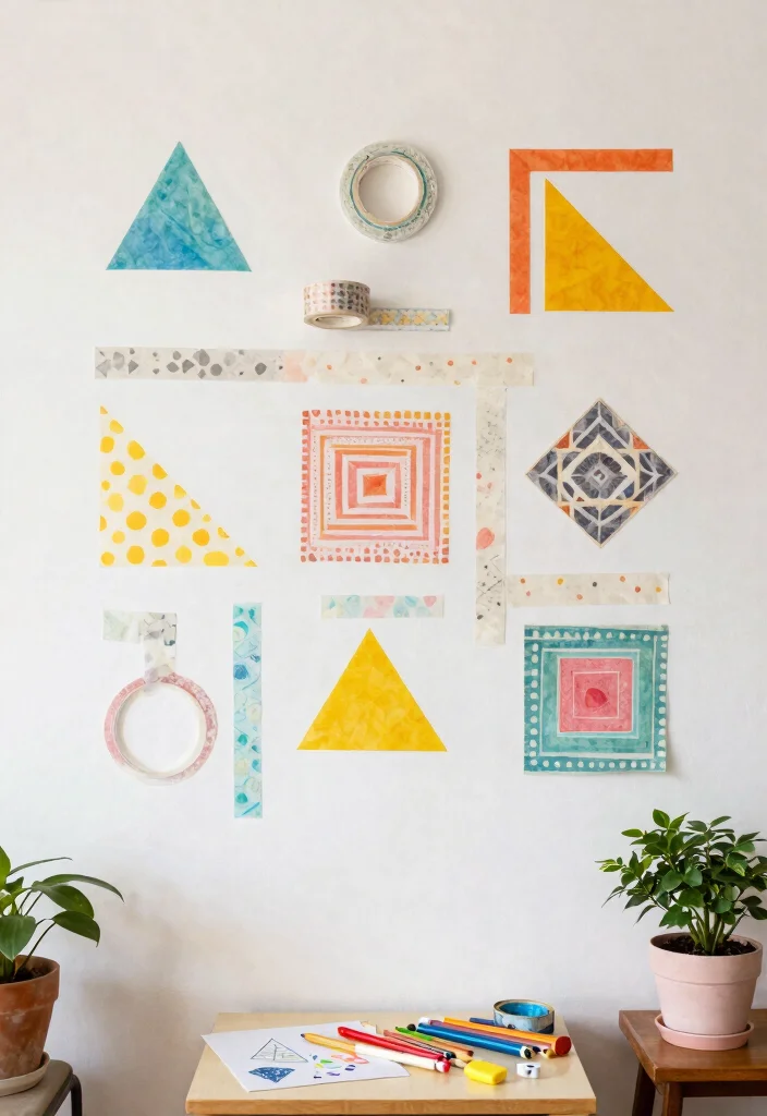 9 Easy DIY Room Decor Wall Art Craft Ideas Cheap Hacks 9. Washi Tape Wall Art 0