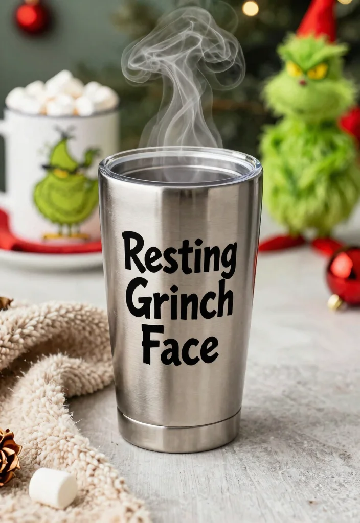 9 Funny Grinch Tumbler Ideas for Christmas Gifts 1. Resting Grinch Face Tumbler 0