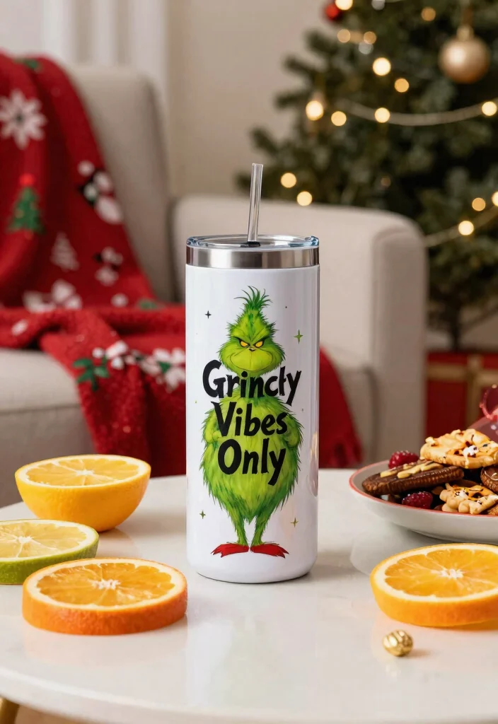 9 Funny Grinch Tumbler Ideas for Christmas Gifts 4. Grinchy Vibes Only Tumbler 0