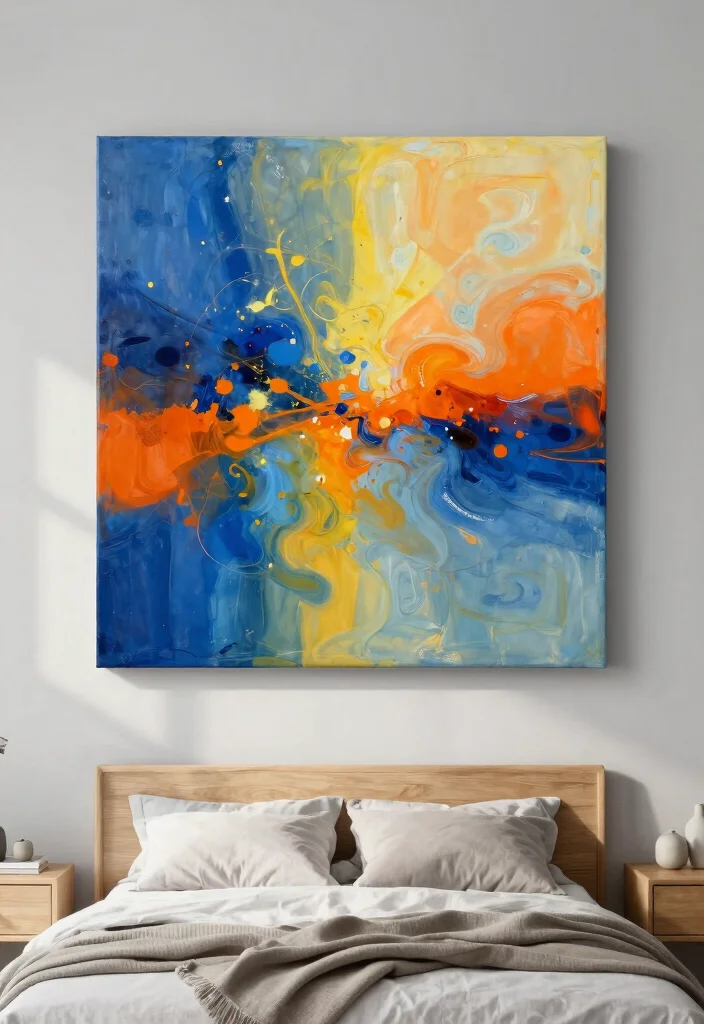 9 Relaxing Bedroom Wall Art Painting Ideas DIY 3. Abstract Expressionism for a Modern Touch 0