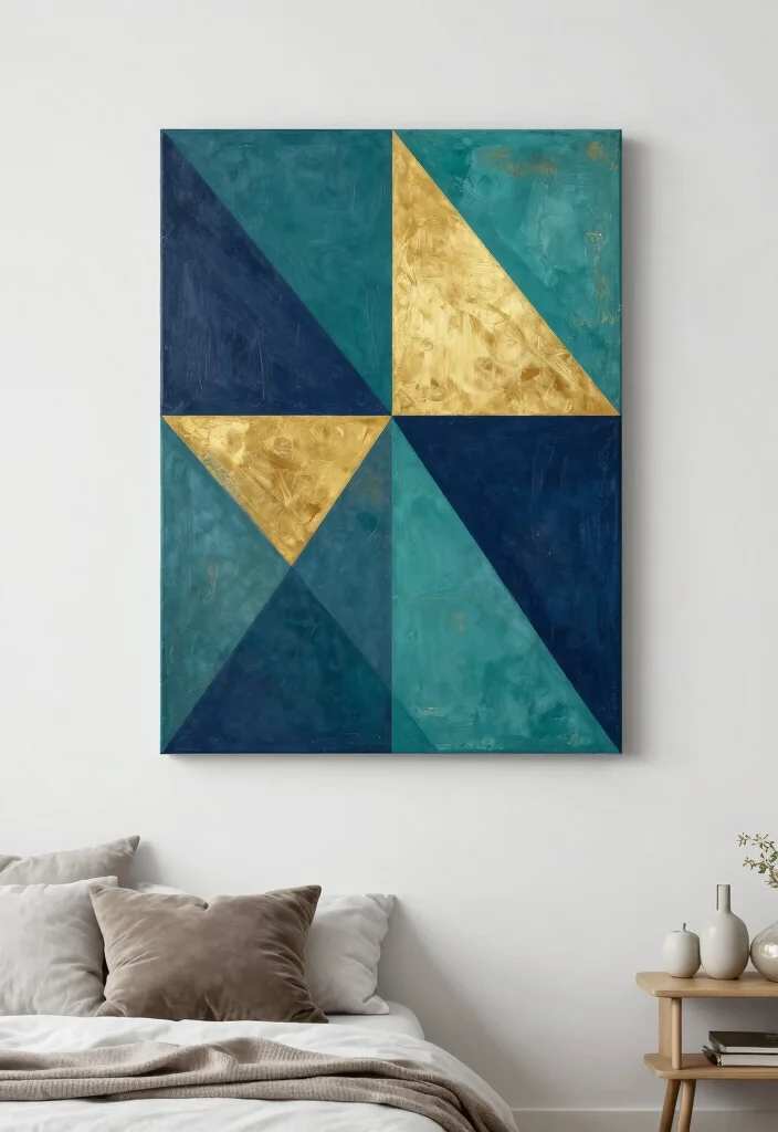 9 Relaxing Bedroom Wall Art Painting Ideas DIY 8. Geometric Shapes for Modern Elegance 0