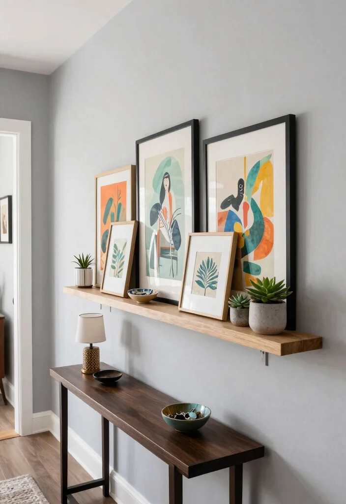 9 Space Saving Shelf at Top of Wall Ideas 3. Ledge Shelves for a Gallery Vibe 0