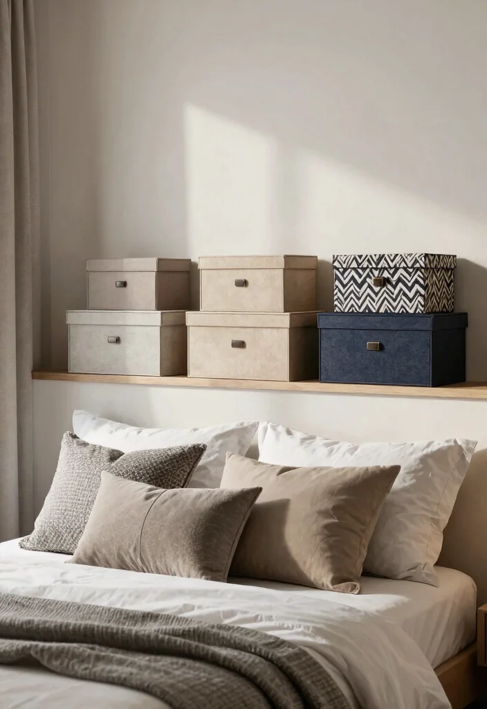 9 Space Saving Shelf at Top of Wall Ideas 8. Stylish Storage Boxes for a Chic Touch 0