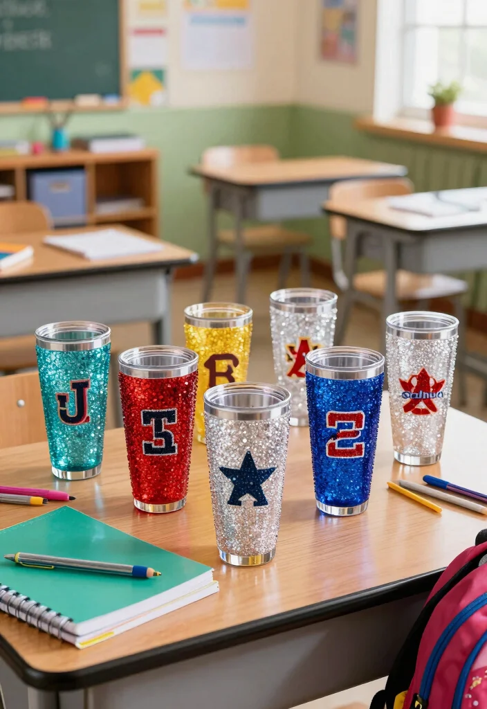 9 Sparkly Rhinestone Tumbler Ideas for Bling Lovers 8. Back to School Style 0