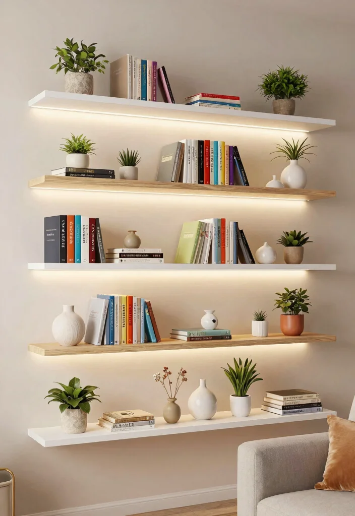 9 Stylish TV Wall Decor Bedroom Floating Shelves Shelf Ideas 1. Layered Floating Shelves for Depth 0