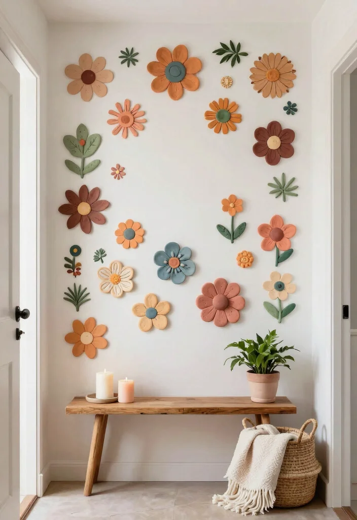 9 Trending Clay Wall Art DIY Ideas Boho Style 4. Bohemian Floral Clay Art 0