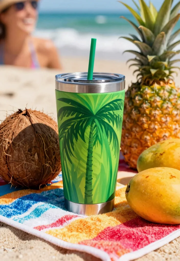 9 Tropical Vacation Tumbler Ideas for Beach Trips 1. Palm Leaf Paradise Tumbler 0