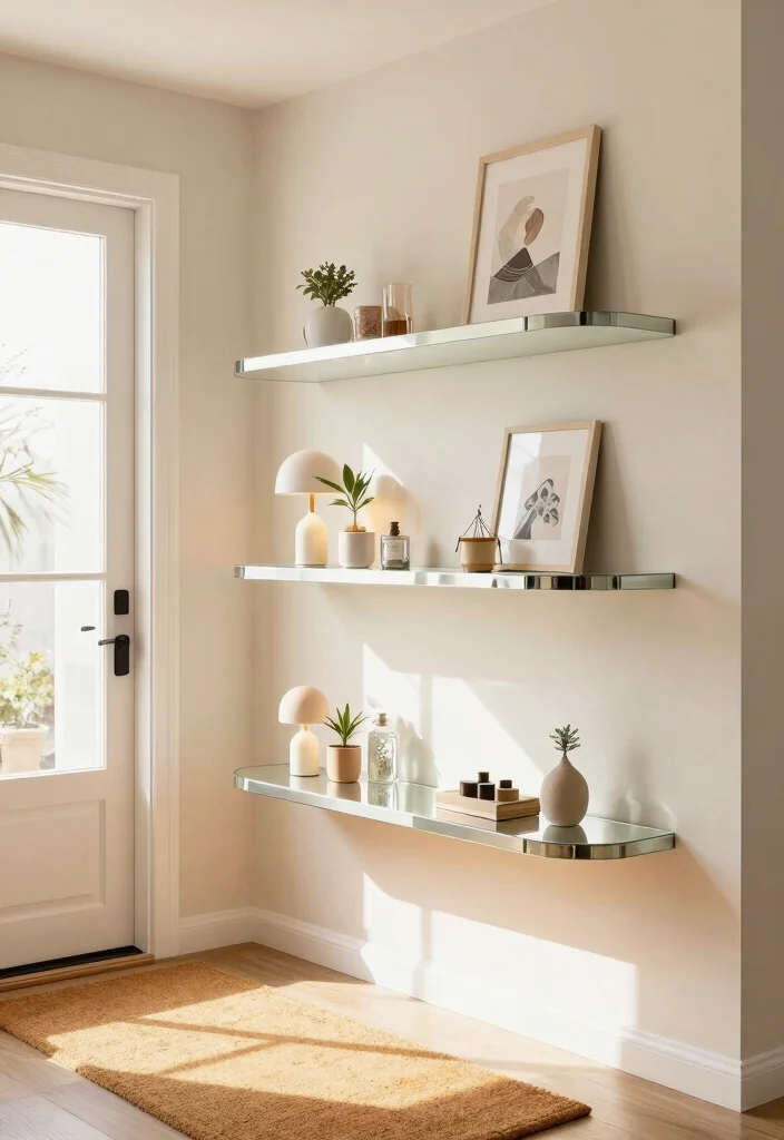 9 Unique Round Wall Shelf Decor Ideas for Geometric Minimalism 4. Floating Round Shelves with Mirrors 0