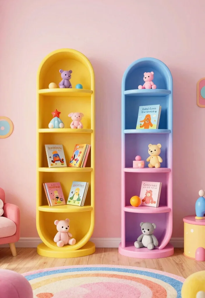 9 Unique Round Wall Shelf Decor Ideas for Geometric Minimalism 6. Playful Round Shelves in Bright Colors 0