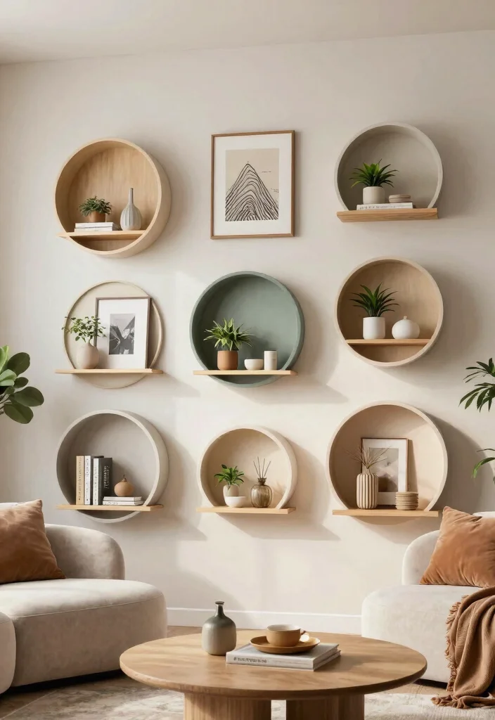 9 Unique Round Wall Shelf Decor Ideas for Geometric Minimalism 9. Round Shelves with Unique Shapes 0