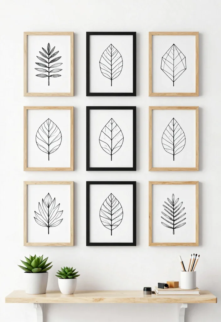 9 Unique Wall Art Drawing Ideas Hand Drawn Sketches 1. Geometric Leaves 0