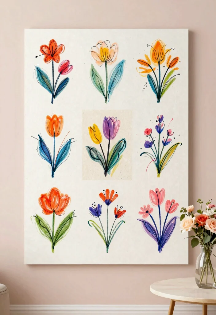 9 Unique Wall Art Drawing Ideas Hand Drawn Sketches 2. Abstract Floral Designs 0