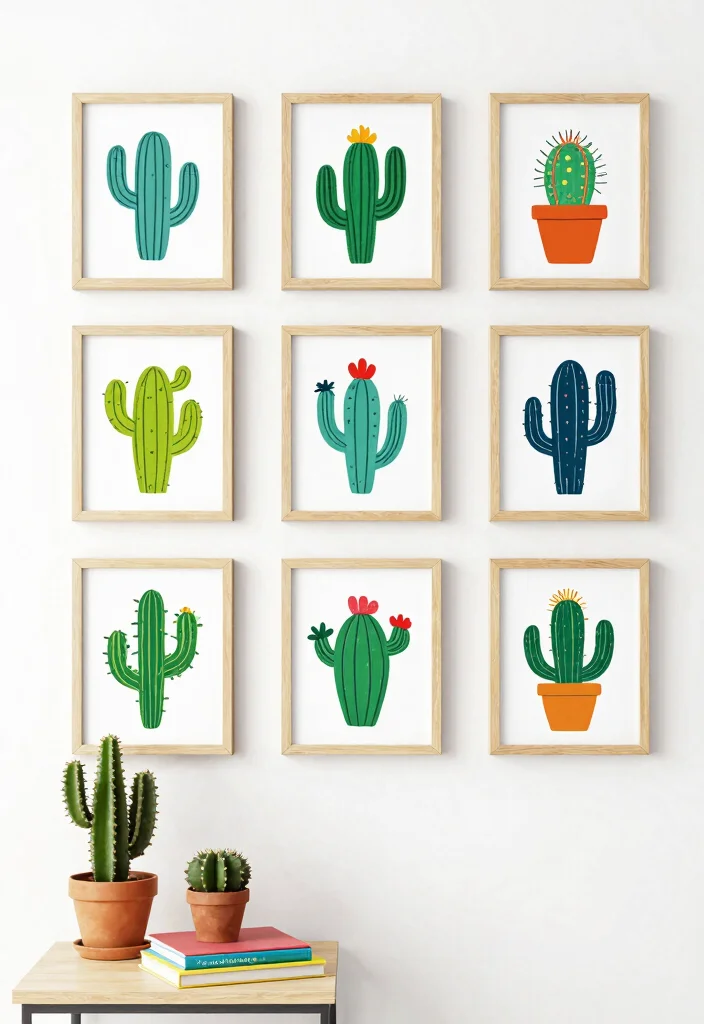 9 Unique Wall Art Drawing Ideas Hand Drawn Sketches 5. Simplistic Cactus Illustrations 0