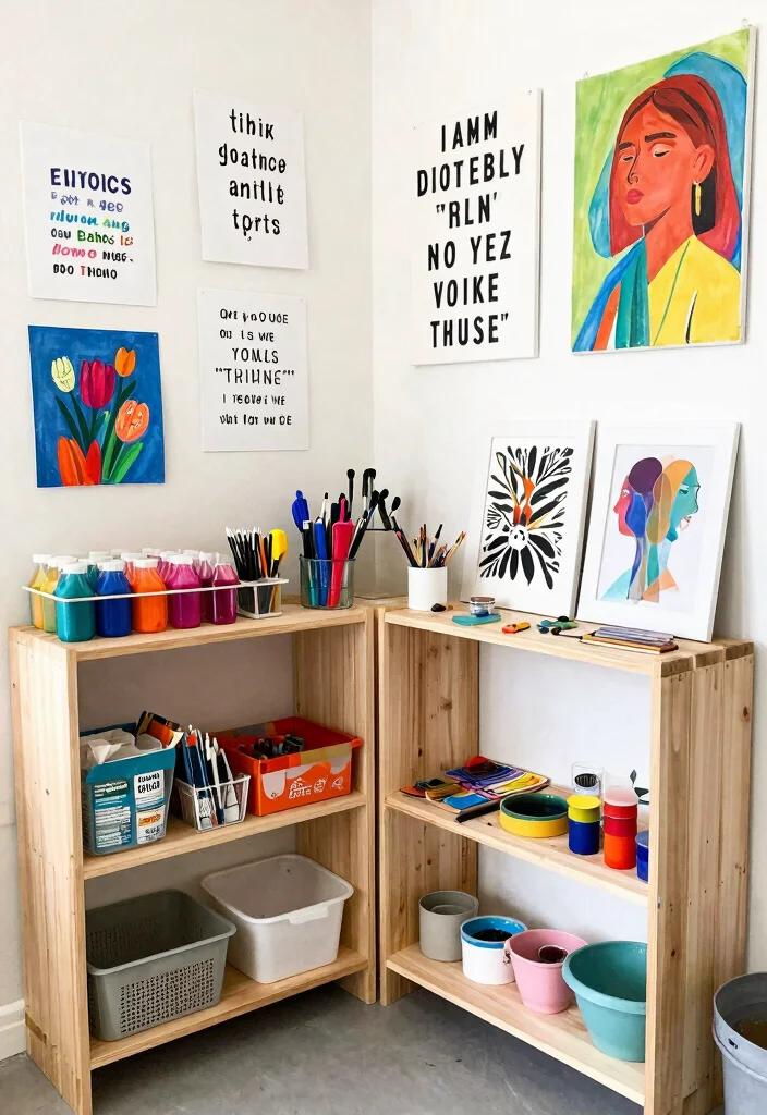 21 Beautiful Wall Shelf Display Ideas for a Rustic Farmhouse Vibe 12. Arts and Crafts Corner